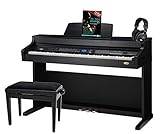 Classic Cantabile DP-A 410 SM E-Piano Set inkl. Bank, Kopfhörer und Schule (Digitalpiano 88 Tasten Hammermechanik, Kopfhöreranschluss, USB, Begleitautomatik, 3 Pedale, inkl. Noten und Hocker) schwarz