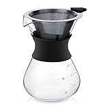 Yosoo Health Gear Pour-Over-Kaffeemaschine mit Filter, 400 Ml Glas-Handtropf-Kaffeebereiter-Set, Kaffeetropfer-Brühkanne mit Skala