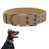 Taktisches Hundehalsband-Militärisches Hundehalsband verstellbares Nylon breit Trainings Halsband und strapazierfähige Metallschnalle K9 Halsband für Mittlere Große Hunde (M, Braun)
