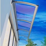 Vordach Haustür Überdachung Haustürvordach Polycarbonat, UV-Schutz Regenbeständig Transparentes Pultbogenvordach für Außen terrassen Garten Balkon (45x240cm/18inx94in)