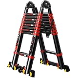 Leitern, Verlängerungsleiter, 3,4 m/4,2 m/5,0 m/5,8 m/7,4 m hoch, tragbar, tragbare Mehrzweck-Verlängerungsleiter aus Aluminium, robuste Klappleiter zum Verfolgen Smooth Sailing