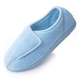 Frauen Memory Foam Diabetiker Hausschuhe Arthritis Ödem Einstellbare Bequeme Hausschuhe Geschlossene Zehen.Blue 8 US