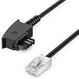 deleyCON 6m Routerkabel TAE-F auf RJ45 (8P2C) Anschlusskabel Kompatibel mit DSL ADSL VDSL Fritzbox Internet Router an Telefondose TAE - Schwarz