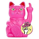 Angry Cat - aus Lucky Cat (Winkekatze) Wird Stinkekatze - Angry Cat | Dekorationsartikel aus Kunstoff für Büro, Wohnzimmer | für Winkekatzen-Liebhaber | Farbe: NEON PINK, Größe ca. 15 cm