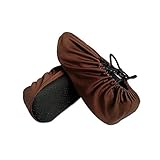 SENDILI Schuhüberzieher Mehrweg - überzieher für Schuhe Dicker Flanell Antirutsch Sohle Schuhe Bedeckung Atmungsaktiv Staubfrei Überziehschuhe,Braun/1 Paare