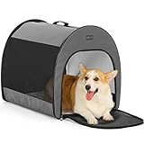 Petsfit Hundebox Hundetransportbox faltbar Transporttasche Hundetasche Transportbox für Haustiere, Hunde und Katzen mit Fleece Matte (L:77cm*57cm*63cm)
