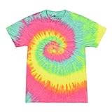 Colortone Unisex Batik T-Shirt 'Swirl' | Batik Shirt S - 5XL mit verschiedenen Mustern | Flower Power Kleidung Damen Herren aus Baumwolle | Handgefärbtes Batik Design | Minty Rainbow, L