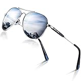 DADA-PRO Sonnenbrille Herren Pilotenbrille Damen Polarisiert Verspiegelt Retro Fahren Fahrerbrille UV400 Schutz für Autofahren Reisen Golf Party und Freizeit (Silber)