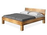 moebel-eins CURBY Massivholzbett Holzbett Doppelbett 4-Fuß-Bett mit Kopfteil aus massiver Thermo -Fichte, hochwertige Verarbeitung, einfacher Aufbau, Made in Germany, 180 x 200 cm, Vintage