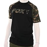 Fox Black/Camo Raglan T-Shirt - Angelshirt, Größe:L
