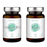 Healthy-Paket Vitamin B12 500μg hochdosiert & Eisen 14 mg, vegan, 2x 180 Tabletten (=2x 6 Monate Dosis), hochwertiges Methylcobalamin & Eisenbisglycinat, sorgfältig in Deutschland hergestellt (Set)