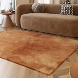 Wecon Home Moderner, sehr Flauschiger Hochflor Teppich von Esprit perfekt für Wohnzimmer, Schlafzimmer und mehr - Alice (130 x 190 cm, Terracotta)