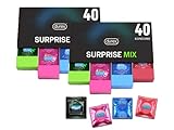Durex Surprise Me Kondome in stylischer Box – Aufregende Vielfalt, praktisch & diskret verpackt - für extra Stimulation & intensive Befriedigung – 80er Pack (2 x 40 Stück)