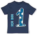 1. Geburtstag - Ich Bin eins Blau Junge Erster - 12/18 Monate - Navy Blau - Tshirt 1 Jahr mädchen - BZ02 - Baby Shirt für Mädchen und Jungen