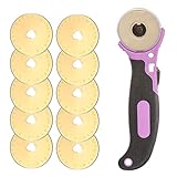 45mm Rotary Cutter Set with 10 Pack Titanium Rotary Blades Fabric Cutter SKS-7 Quilting Sewing Patchwork Tool