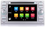 iFreGo7 Zoll 2 Din Autoradio Bluetooth Für Ford Focus/C-max/S-max/Galaxy/Fusion/Transit/Connect,GPS Navigation, Touchscreen FM Radio unterstützt Lenkradsteuerungs,USB,RDS,DVD,CD,7 Farben von LED L