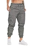 Cindeyar Herren Hosen Slim Fit Casual Jogger Sporthose Freizeithose Cargo Chino Jeans Hose (Grau 01,XL)