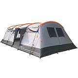 Skandika Tunnelzelt Hurricane für 12 Personen | Großes Zelt mit 2 Schlafkabinen, mit/ohne eingenähtem Zeltboden, wasserdicht, 5000 mm Wassersäule, 2,15 m Stehhöhe, 2 Eingänge | Campingzelt
