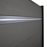 INOSAR - WPC Sichtschutzzaun LED Leiste Kaplan Modern Solar robust Neutralweiß mit Alu Abdeckung 1,84 m x 20 cm x 2