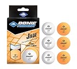 Schildkröt Unisex – Erwachsene Donic Tischtennisball Jade, Poly 40+ Qualität, 6 STK. im Blister, 3X, 3 x weiß / 3 x orange, Einheitsgröße