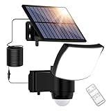 Solarlampen für Außen mit Fernbedienung, Led Solar Strahler mit Bewegungsmelder, 3000/5000/7000K, Solar Außenstrahler mit 3 Leuchtmodi, IP65 Wasserdicht Solarleuchte für Garage, Hof, Haustür, G