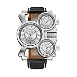 VDYXEW Retro Oulm Herren-Armbanduhr Uhr Steampunk armbanduhren, 3-movt Quarz Zifferblatt und Lederarmband(Weiß)