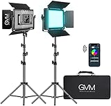 GVM LED Videoleuchte RGB, 60W Videolicht LED Fotostudio Beleuchtungsset mit stativ, 880RS Dimmbare LED Panel Leuchte für YouTube, Streaming, Gaming, 8 anwendbare Szenen, CRI97 (2er Packs)