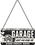 Nostalgic-Art Retro Hängeschild Garage – Geschenk-Idee für Auto-und Motorrad-Fans, aus Metall, Vintage-Design zur Dekoration, 10 x 20 cm