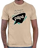 HARIZ Herren T-Shirt My Favourite People Call me Papa Männer Sohn Geburtstag Geschenkideen Plus Geschenkkarten Beige M