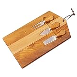 Modern Charcuterie Boards Käsebrett-Set aus Akazienholz Aufhängbares Käseschneidebrett mit 3 Messern und Utensilien Natürlicher Rand