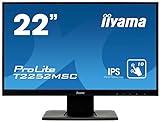 iiyama ProLite T2252MSC-B1 54,6 cm (22') IPS LED-Monitor Full-HD 10 Punkt Multitouch kapazitiv (VGA, HDMI, DisplayPort, USB für Touch) schwarz