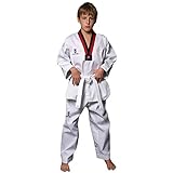 G-LIKE Taekwondo Anzug Uniform Outfit - Kampfsport Judo Gi Aikido Keikogi Karate Kung Fu Training Wettkampf Kleidung Jacke Hose Set Freier Gürtel für Männer Frauen Kinder (140 cm)