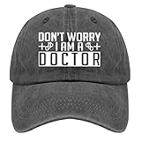 Dad Hats Don't Worry I Am A Doctor Trucker Cap für Herren Retro Washed Denim Verstellbar Geschenk, Pigment Schwarz, One size
