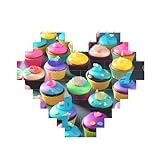 Bunte Happy Birthday Cupcakes Puzzle – herzförmige Bausteine Puzzle-Fun und stressabbauendes Puzzle-Spiel