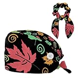 Scrub Turban Caps mit Haargummi Arbeitskappe mit Knopf Marine Life Tie Back Hüte Krankenschwestermütze, Farbe3, O