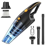 Bogseth Handstaubsauger Akku Stark 120W, 13KPA, Auto Handstaubsauger Kabellos, Staubsauger Auto, Hand Vacuum Cleaner, Autostaubsauger per Tierhaare, Auto, Haus, mit LED Licht, Flüssigk