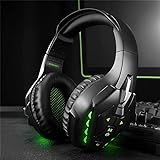 Kabelloses Gaming-Headset, abnehmbares Mikrofon, Geräuschunterdrückung, Kopfhörer für Xbox One, PC, PS4, Laptop, Handy, Blau (Farbe: Grün)
