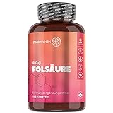 Folsäure 400µg (Vitamin B9) - Vegane Folsäure jodfrei speziell für Frauen - 400 Folsäure Tabletten mit mehr als 1 Jahr Vorrat - Natürliche Inhaltsstoffe & Ohne Gentechnik - Folic Acid - Von MaxMedix