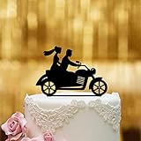 Dankeskarte.com Cake Topper Motorrad - für die Hochzeitstorte - Acrylglas Schwarz - XL - Tortenaufsatz, Kuchen, Deko, Tortenstecker, Tortenfigur, Hochzeit, Kuchanaufsatz, Kuchendeko, Mr Mrs