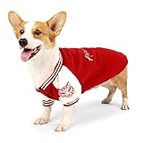 Dreamls Haustierkleidung, Hunde-Baseball-Sweatshirt, Welpenpullover, Winter, Hundemantel, warm, für kleine Hunde, Sportbekleidung (M: Rot)