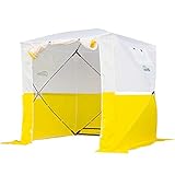 Goutime 2x2 Pavillon Multifunktionales Wasserdichtes pop-up-Zelt,Tragbarer Klappbarer Pavillon,Verwendet Für Camping/Angeln/Rettung usw,Weiß und Gelb