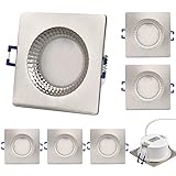 KYOTECH LED Einbaustrahler Ultra Flach IP65 Badeinbaustrahler 6W 230V 500LM Warmweiss 3000K,Feuchtraum Dusche Einbauspot Wasserdicht LED Einbauleuchte Bad Deckenspot Nickel gebürstet 6er Set