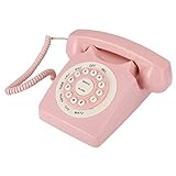 80er Jahre Vintage Telefon, Pink European Retro Festnetz, Vintage Telefon, High Definition Anrufqualität Kabeltelefon für das Home Office, Antikes Telefon mit Voice Smart Chip und Anti-Jamming-System