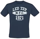 Led Zeppelin NYC 1971 Männer T-Shirt blau XXL 100% Baumwolle Band-Merch, B