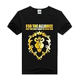 QWEIAS Kurzärmliges T-Shirt mit Rundhalsausschnitt für Herren für World of Warcraft, Sommer, lässige Sweatshirts, einfarbig, Golf-T-Shirts, Hemden, Oberteile-Black||XL