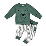 Kleinkind Kleidung Set Kinder Baby Jungen Kinderbekleidung Hoodie Cartoon Bär Sweatshirt Tops + Hosen Outfits Set, Grün, 3-6 Monate