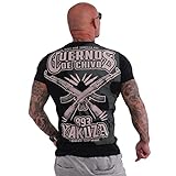 Yakuza Herren Cuernos De Chivo Skull T-Shirt, Schwarz, XXL