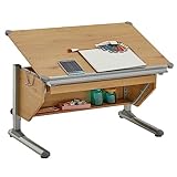 CARO-Möbel Kinderschreibtisch Philipp in Wildeiche - mit Schublade höhenverstellbar, neigbar - Schreibtisch für Schüler