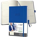 SIGEL C2368 Terminplaner Wochenkalender 2023 - ca. A5 - blau - Hardcover - 192 Seiten - Gummiband, Stiftschlaufe, Archivtasche - PEFC-zertifiziert - Conceptum