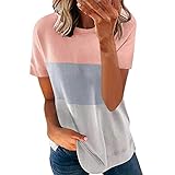 Damen 3/4 Ärmel Shirts Casual Chiffon Bluse Top mit V-Ausschnitt